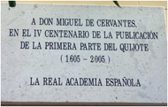 Lápida conmemorativa del IV centenario del Quijote