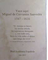 Lápida sepulcral de Cervantes