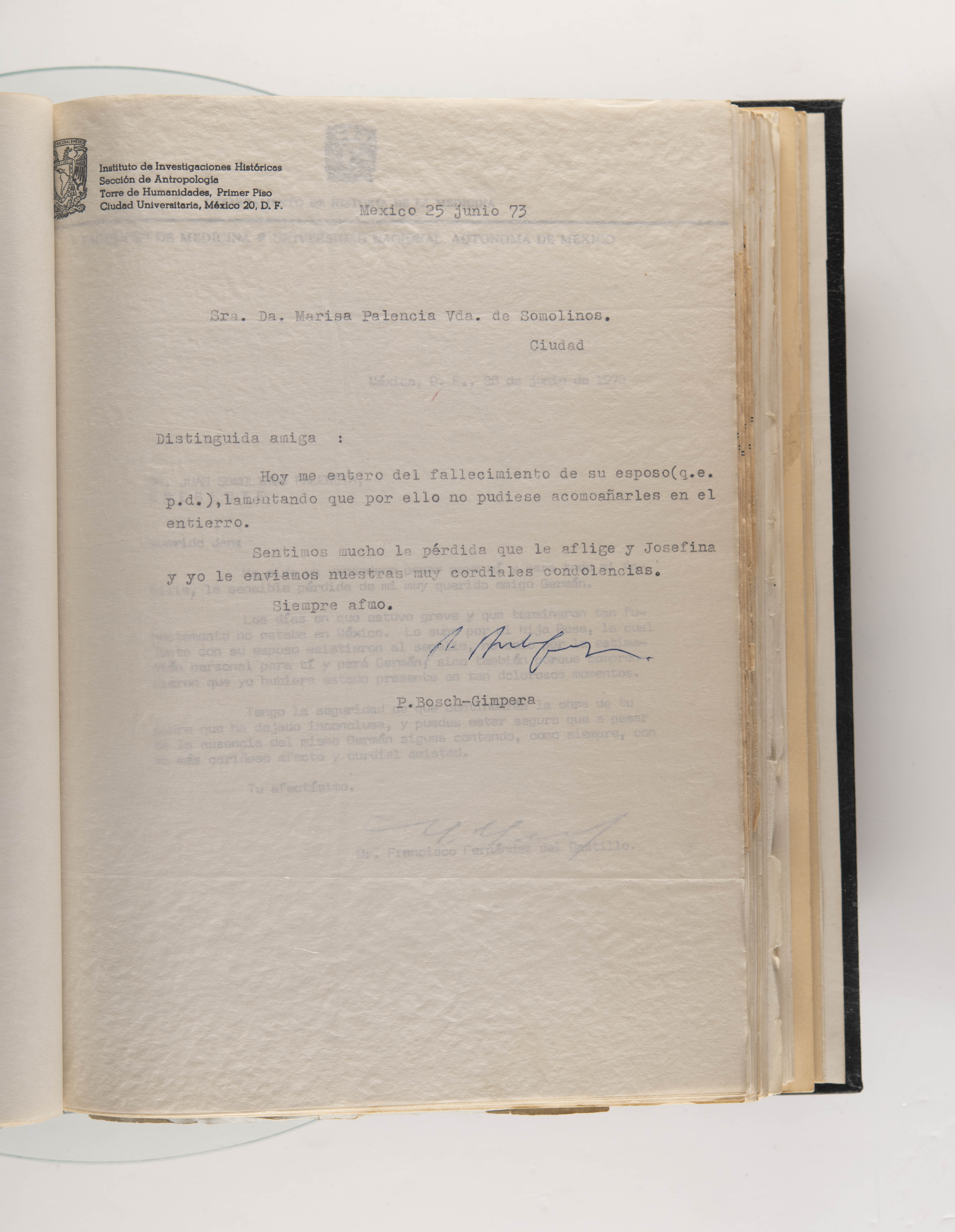 Carta de Pedro Bosch-Gimpera 