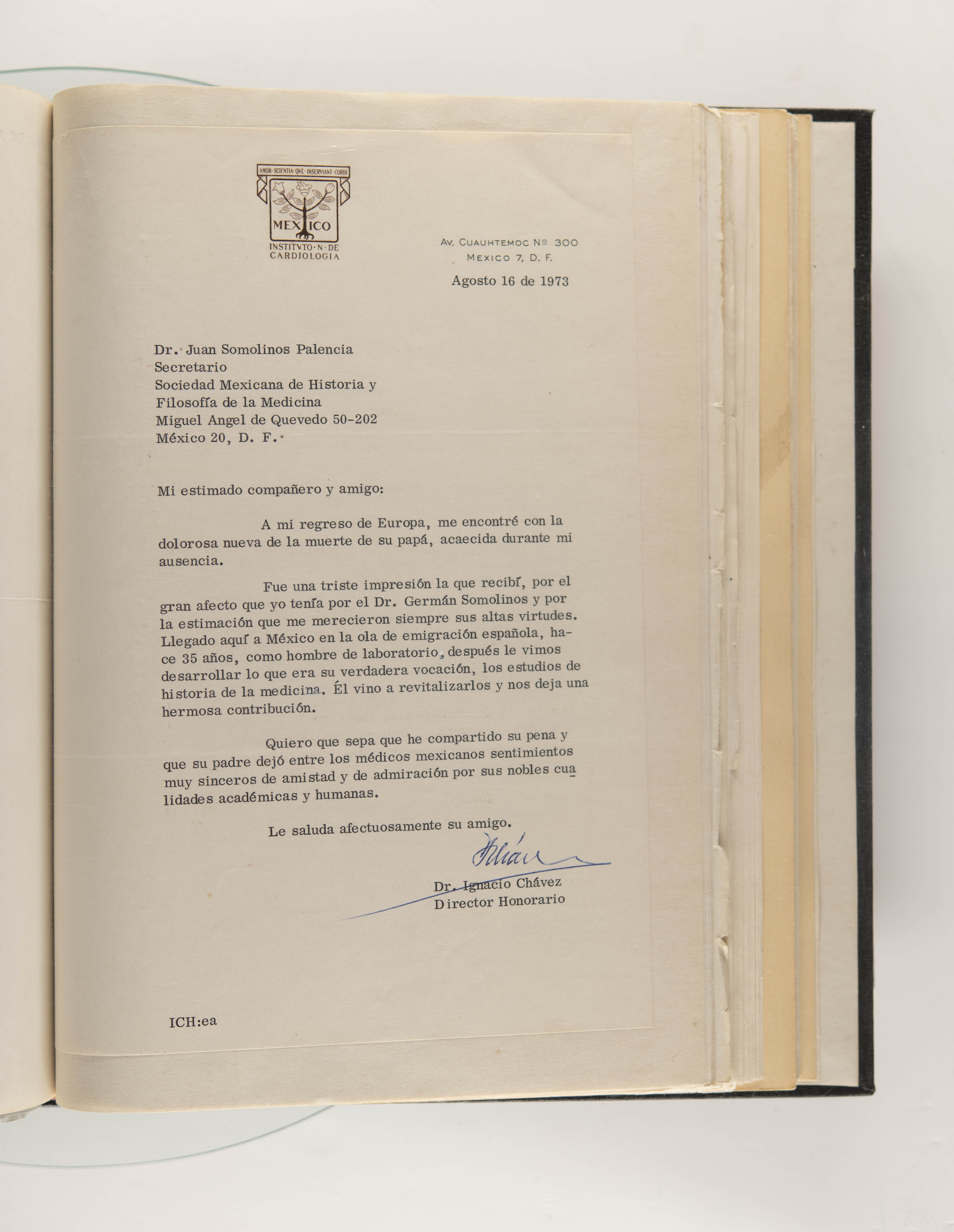 Carta departamento Historia y Filosofía de la Medicina de la UNAM