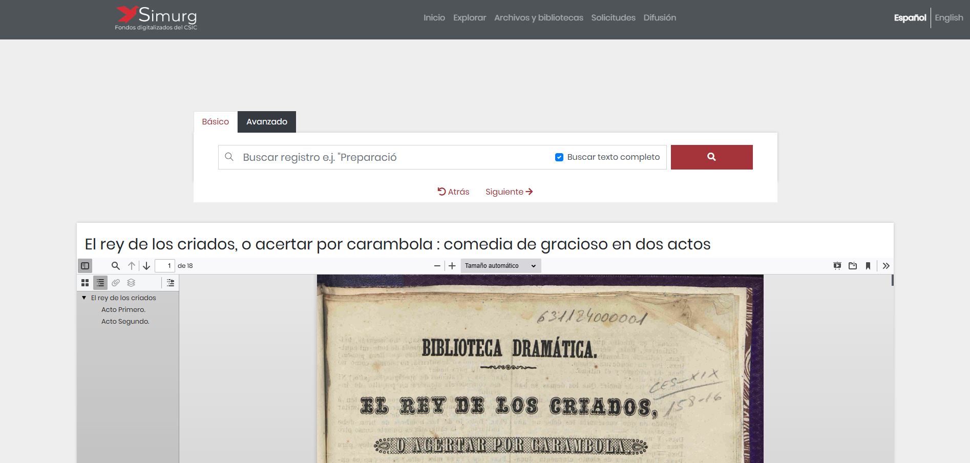 Obra digitalizada en SIMURG